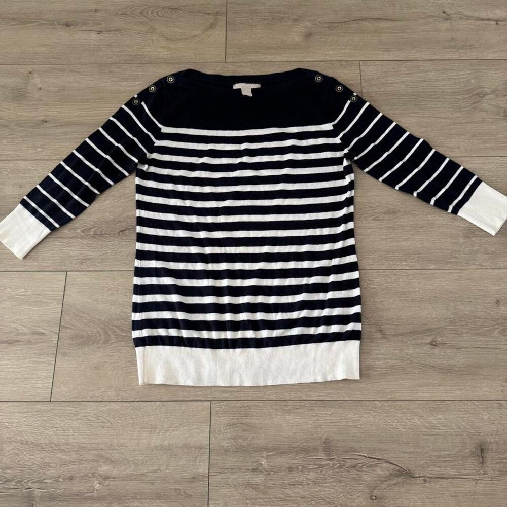 Navy and white striped long